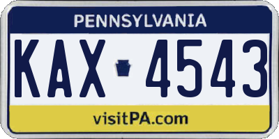 PA license plate KAX4543