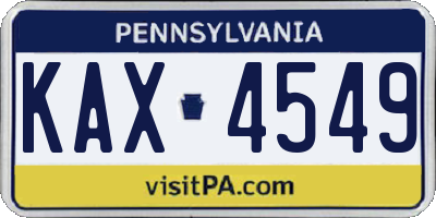 PA license plate KAX4549