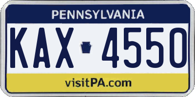 PA license plate KAX4550