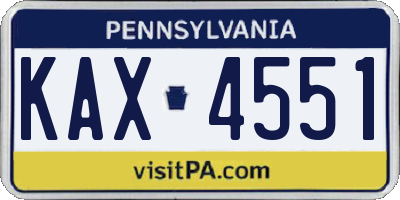 PA license plate KAX4551