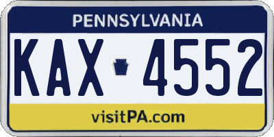 PA license plate KAX4552