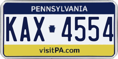PA license plate KAX4554