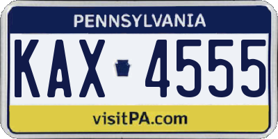 PA license plate KAX4555