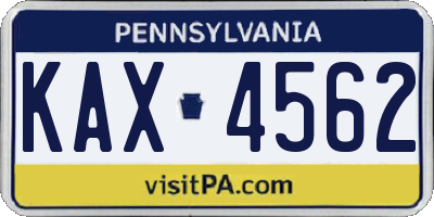 PA license plate KAX4562