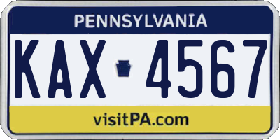 PA license plate KAX4567