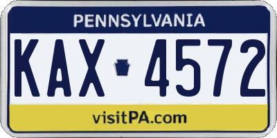 PA license plate KAX4572