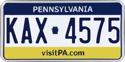 PA license plate KAX4575