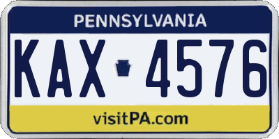 PA license plate KAX4576