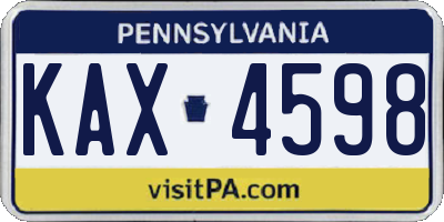 PA license plate KAX4598