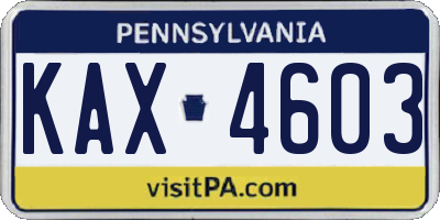 PA license plate KAX4603