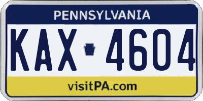 PA license plate KAX4604