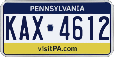 PA license plate KAX4612