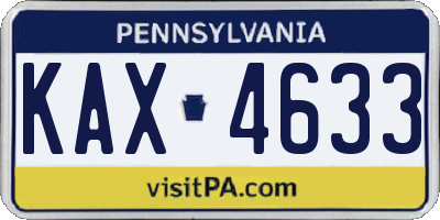 PA license plate KAX4633