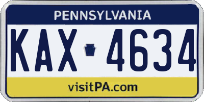 PA license plate KAX4634