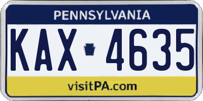 PA license plate KAX4635