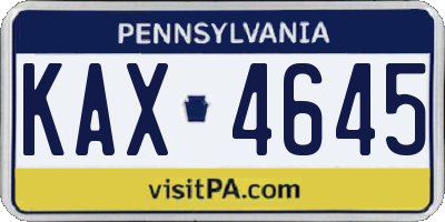 PA license plate KAX4645
