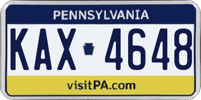 PA license plate KAX4648