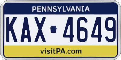 PA license plate KAX4649