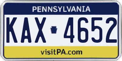 PA license plate KAX4652