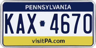 PA license plate KAX4670
