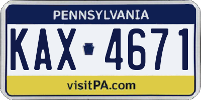 PA license plate KAX4671