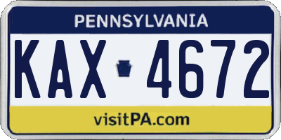 PA license plate KAX4672