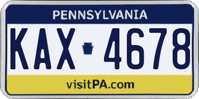PA license plate KAX4678
