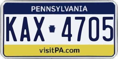 PA license plate KAX4705