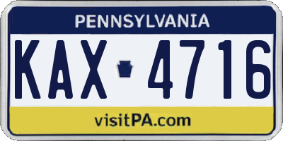 PA license plate KAX4716