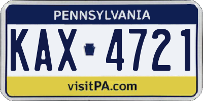 PA license plate KAX4721