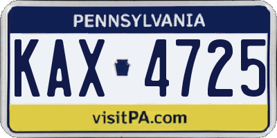 PA license plate KAX4725