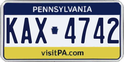 PA license plate KAX4742