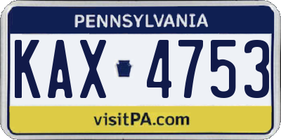 PA license plate KAX4753