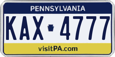 PA license plate KAX4777