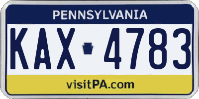PA license plate KAX4783