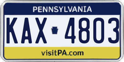 PA license plate KAX4803
