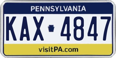PA license plate KAX4847
