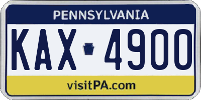 PA license plate KAX4900