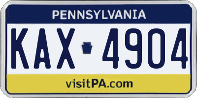PA license plate KAX4904