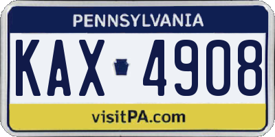 PA license plate KAX4908
