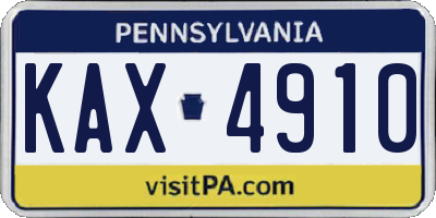 PA license plate KAX4910