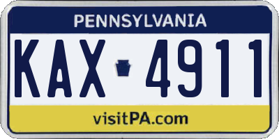 PA license plate KAX4911