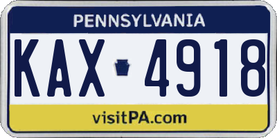 PA license plate KAX4918