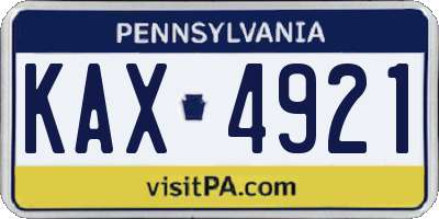 PA license plate KAX4921