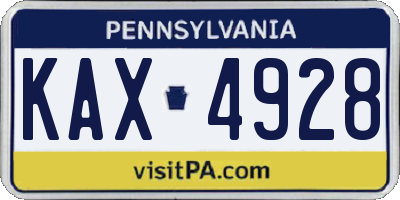 PA license plate KAX4928