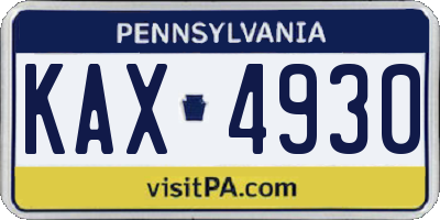 PA license plate KAX4930
