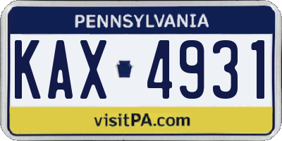 PA license plate KAX4931