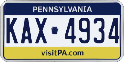 PA license plate KAX4934