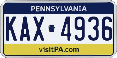 PA license plate KAX4936
