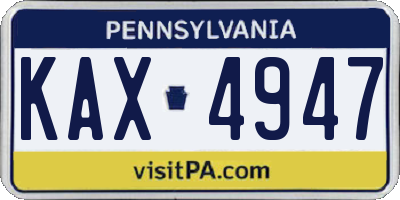 PA license plate KAX4947